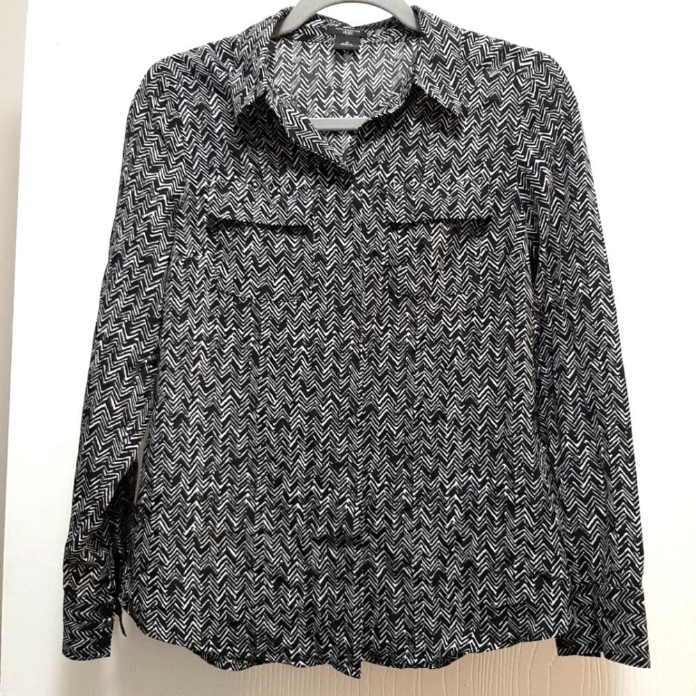 Ann Taylor Carreer Office Wear Button Down Shirt Pattern 2P